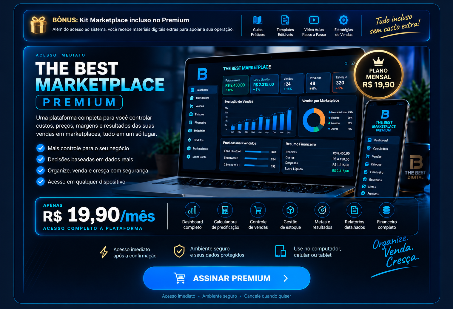THE BEST Marketplace Premium, plano mensal de R$ 19,90